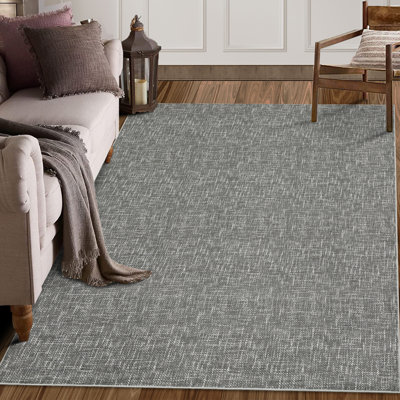 5 x 7 tapis K-ids pour chambre à coucher Tapis lavables à la machine Moderne de couleur unie Tapis texturé antidérapant Tapis minimaliste résistant aux taches Tapis de salon gris