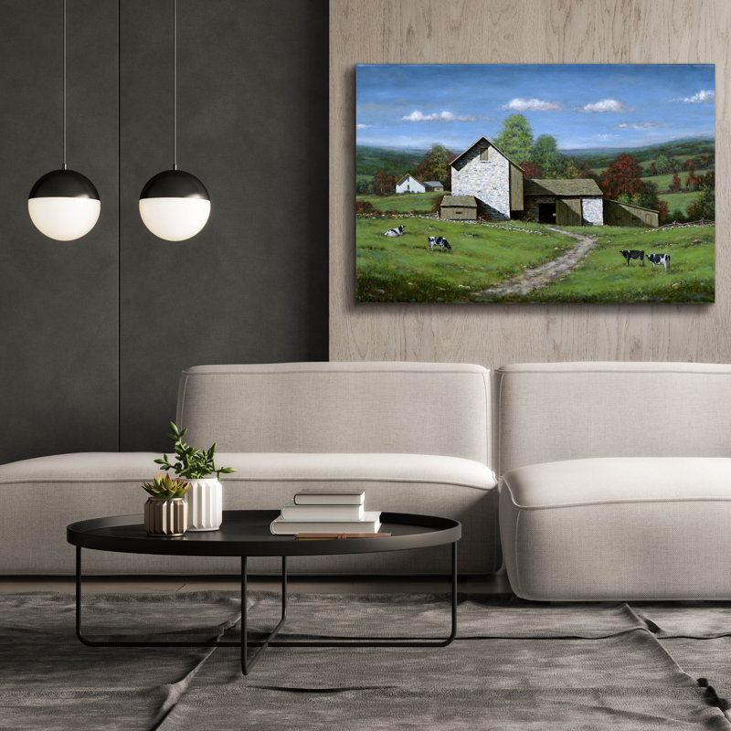 Toile épique «Blue Sky Pastures» par Michael Fratrich, 60 po x 40 po