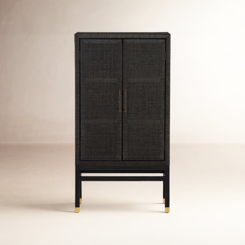 Kacey Woven Cabinet, Charcoal