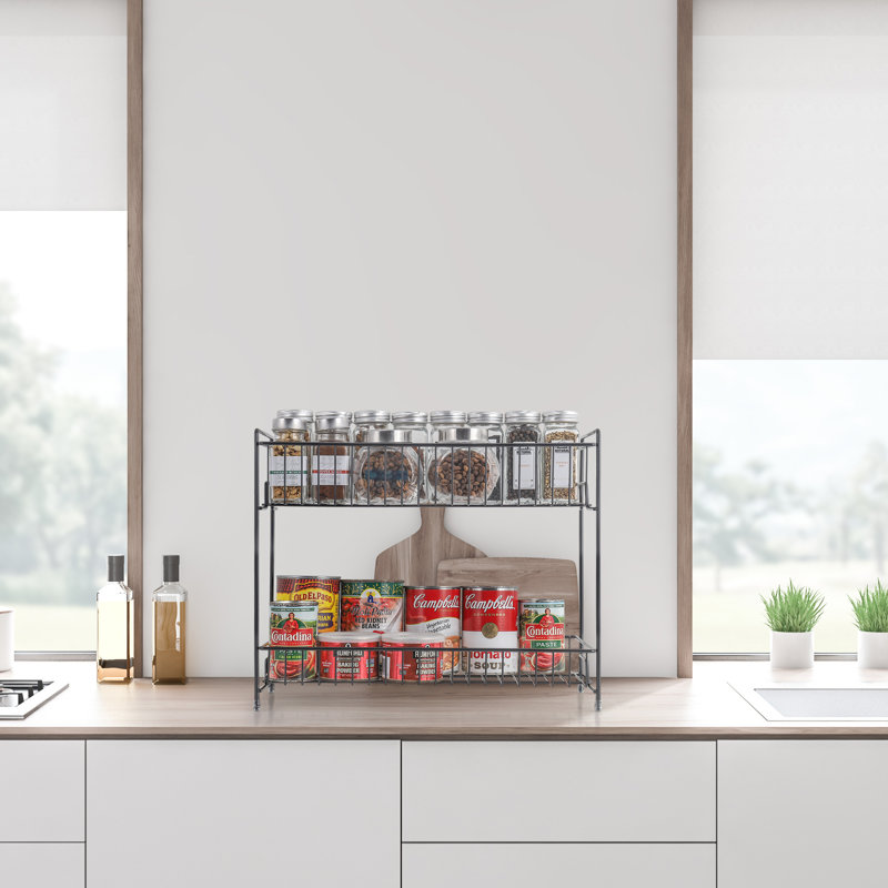 2-Tier Spice Rack Organizer for Kitchen Multi-Functional Storage Holder