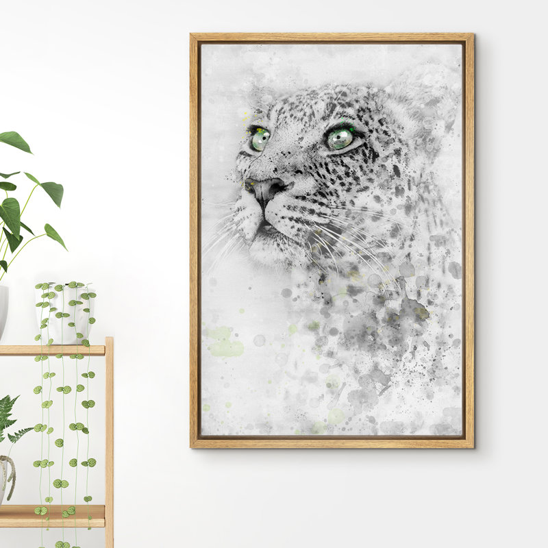 Idea4wall léopard tache d'aquarelle aux yeux bleus ang06, H 36 po x l 24 po x P 1,5 po, Brun
