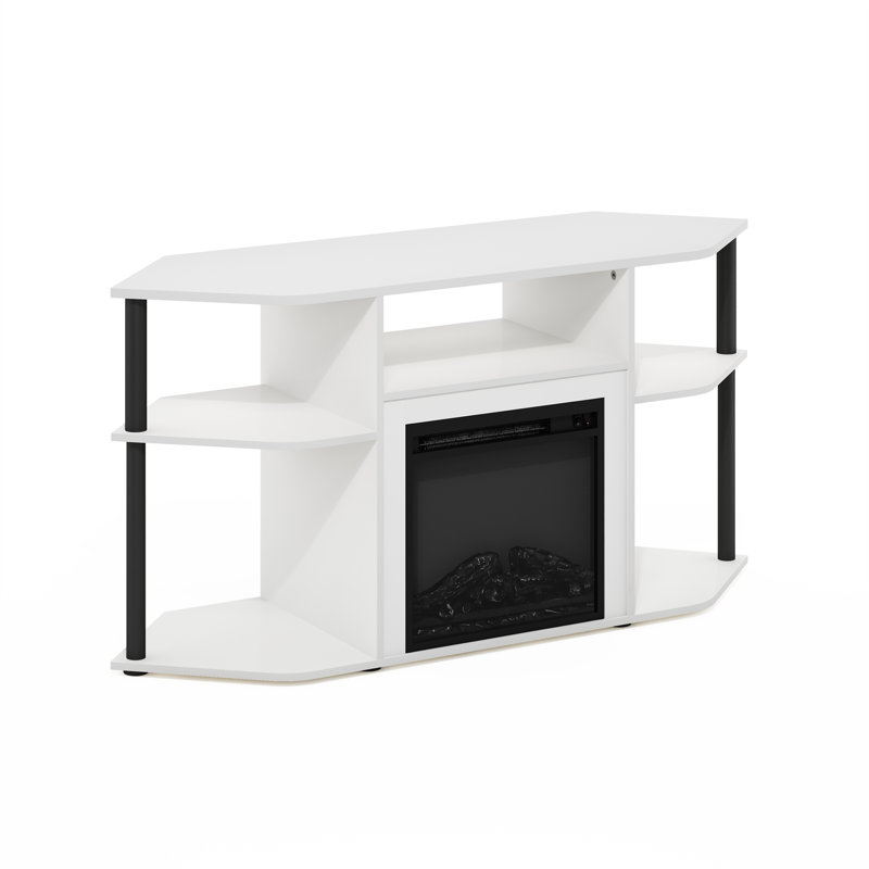 Meuble télé avec foyer électrique Beitske, Blanc uni