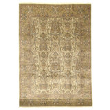 Hand Knotted Wool Oriental Area Rug in Cream And Gold