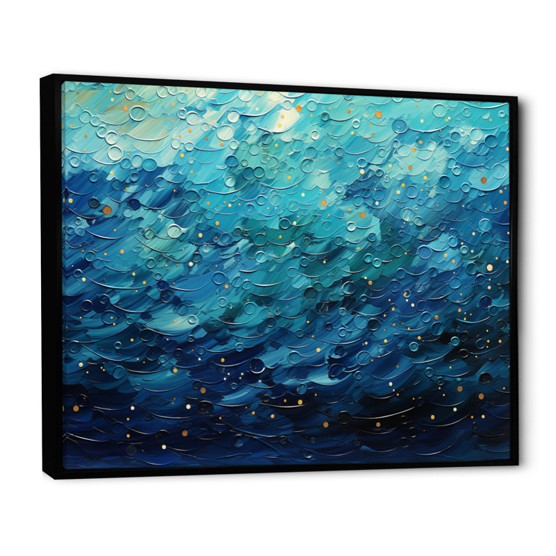 Gallacher Pointillism Oceanic I - impression, H 24 po x l 32 po x P 1 po, Cadre flottant noir