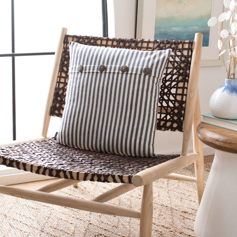 Kensing Buttons Cotton Throw Pillow, Navy/White