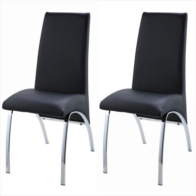 Ensemble de 2 chaises de salle à manger à dossier solide sans accoudoirs blanc cassé et argent chromé pour adultes