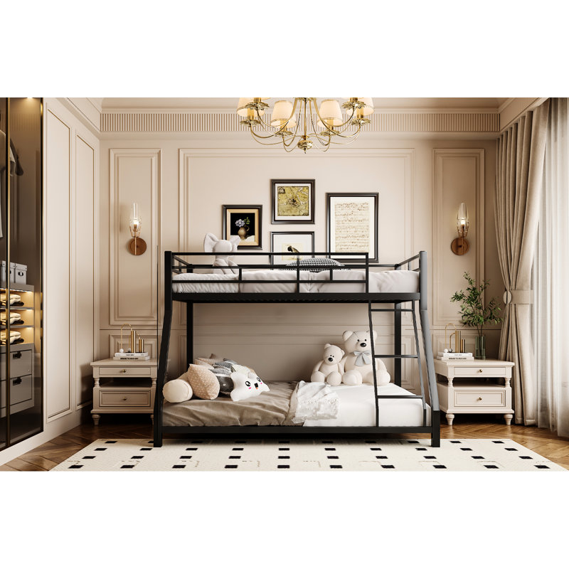 Lit superposé en métal pour et adultes, finition noire, conception, capacité de poids élevée pour lit simple, durabilité à long terme
