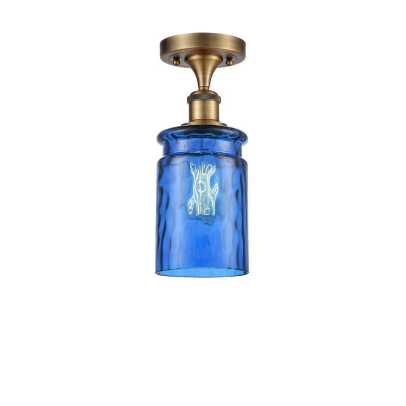 Plafonnier semi-encastré 1 lumière 4,75 po Binkley, Laiton brossé, Transparent, Ampoule DEL rétro de 3,5 watts
