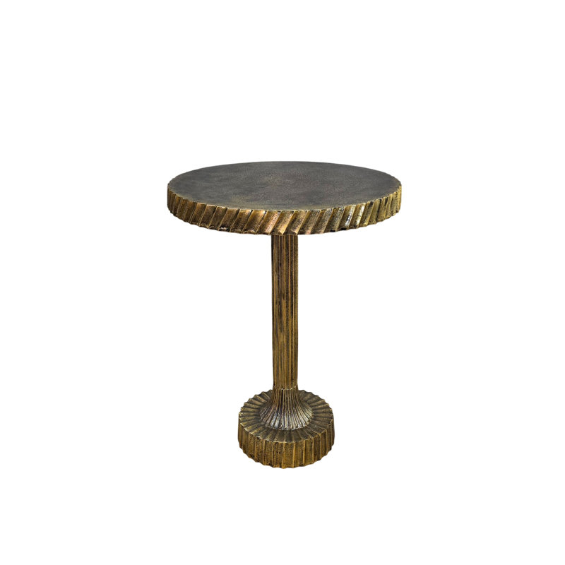 Luxurious Gold 18" Round Accent Table with Hand-Applied Antique Finish