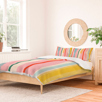 Ensemble de housse de couette à rayures crème et rosé Little Arrow Design Co_3