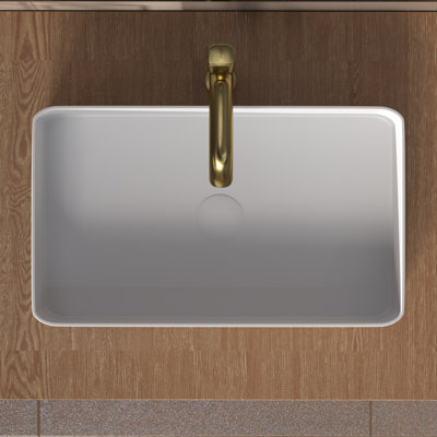 13-4/5'' White Rectangular Vessel Bathroom Sink