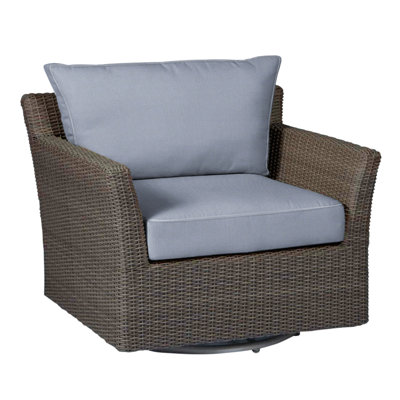 Fauteuil pivotant club tissé - noyer noir