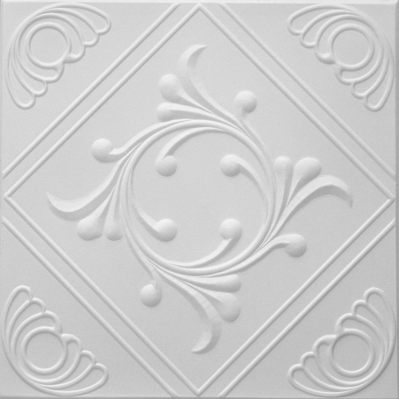 Carreaux de plafond en styromousse à coller, paquet de 48 (130 pieds carrés)