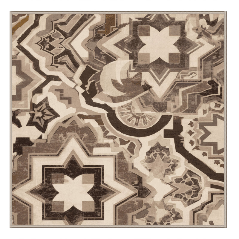 Machine Washable Manhasset Global Inspired Moroccan Rug in Beige – Beige Binding, 5' Square