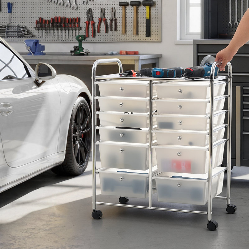 Utility Cart with Wheels, 81.5cm H x 63.5cm W x 39.5cm D, Chrome