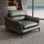 Fauteuil à coussin en cuir véritable gris foncé-412540830