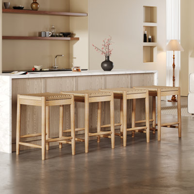 Tabourets de comptoir en bois d'acacia massif Sierra