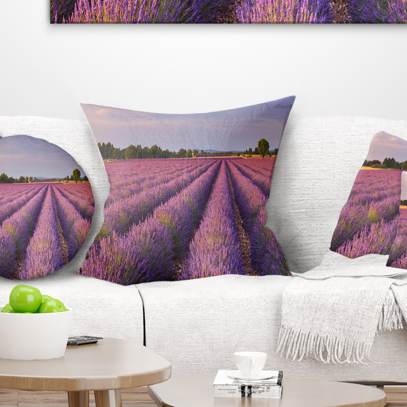 Coussin à motif de fleurs de lavande, 16 po x 1 po, Coussin décoratif