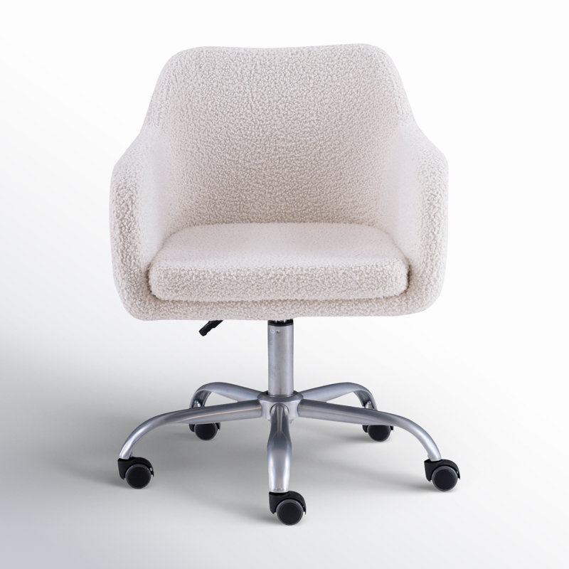 Armbruster Modern Adjustable Task Chair, White Sherpa