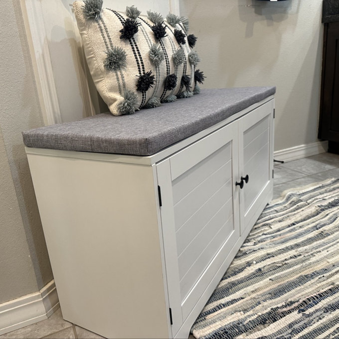 12 Pair Shoe Storage Bench, 3-Tier Entryway Bench - Gray/Cloud White