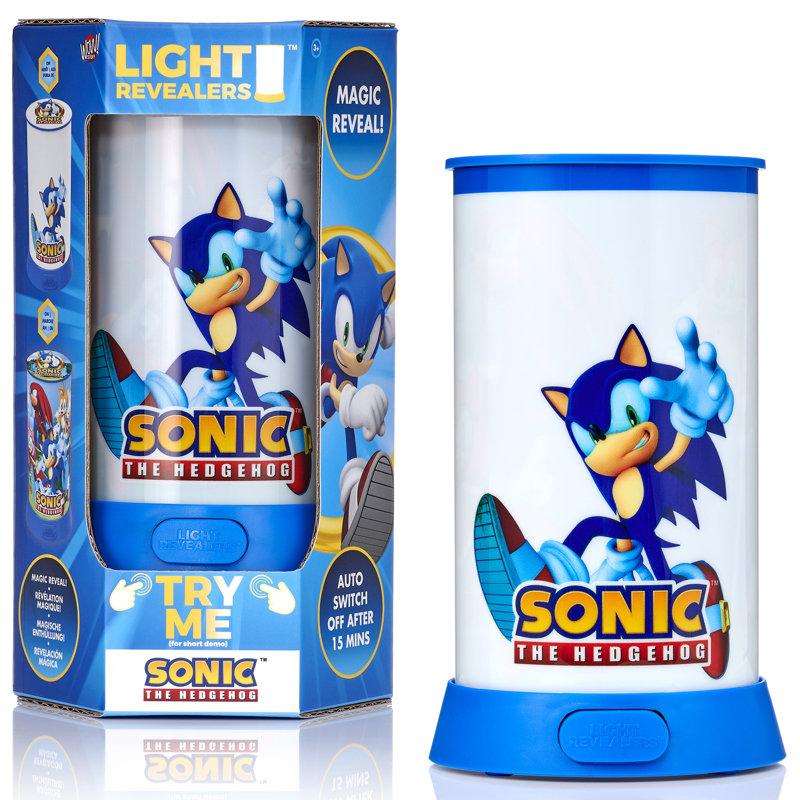Wow Stuff! Lampe Light Revealers - Sonic le hérisson - veilleuse de 7,5 po, scène à 360 images et révélation de caractère, arrêt automatique, décoration de chambre d'enfant lumineuse