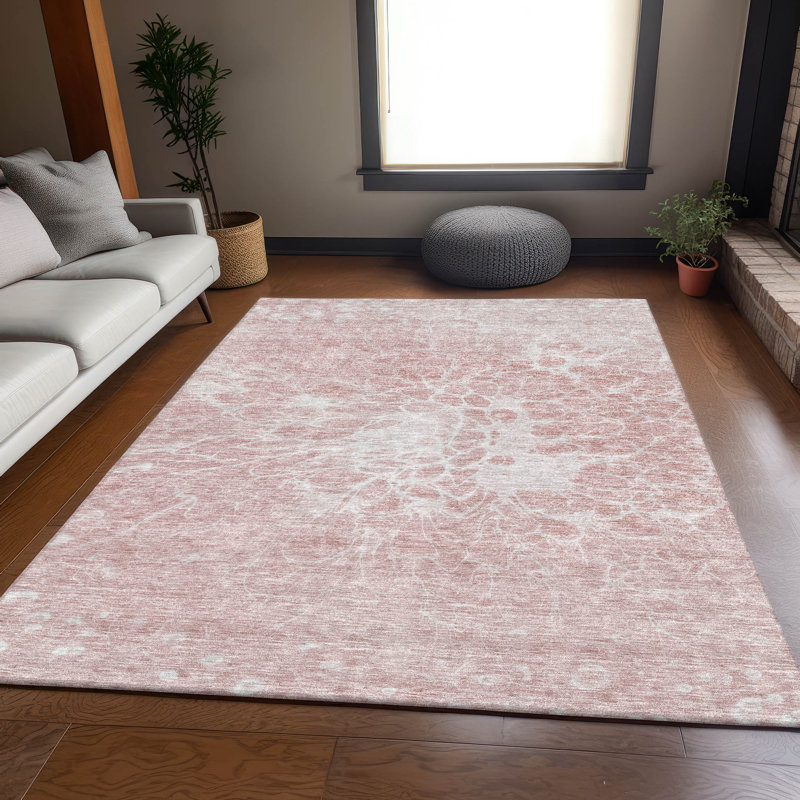 Tapis rose de qualité supérieure lavable à la machine Arnette, Rectangle 9 pi x 12 pi