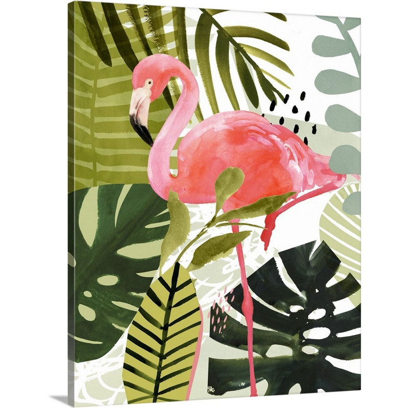 Art sur toile flamant rose forest i Shifflett, Toile tendue, H 14 po x l 11 po x P 1,25 po