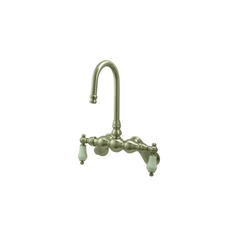 Hot Springs Double Handle Wall Mounted Clawfoot Tub Faucet, Satin Nickel