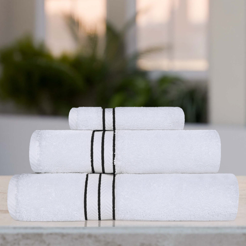 Hotel Turkish Cotton 3-Piece Towel Set, Ultra-Plush & Luxury Weight, Black