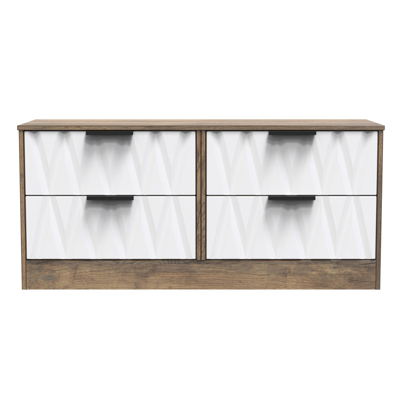 Besmir 4 Drawer Bed Box (Ready Assembled), White Matt/Vintage Oak