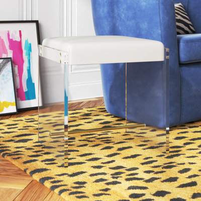 Tabouret de coiffeuse en acrylique l 16,5 po avec repose-pieds Rainer
