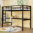 Metal Loft Bed With Desk, USB Port And LED Lights-2039409775