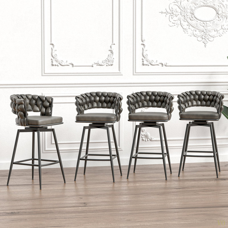 Ensemble de tabourets de bar 28 po en cuir technique 28 po avec tabourets à pieds sans îlot de cuisine réglable, 360 tabourets de bar pivotants avec repose-pieds