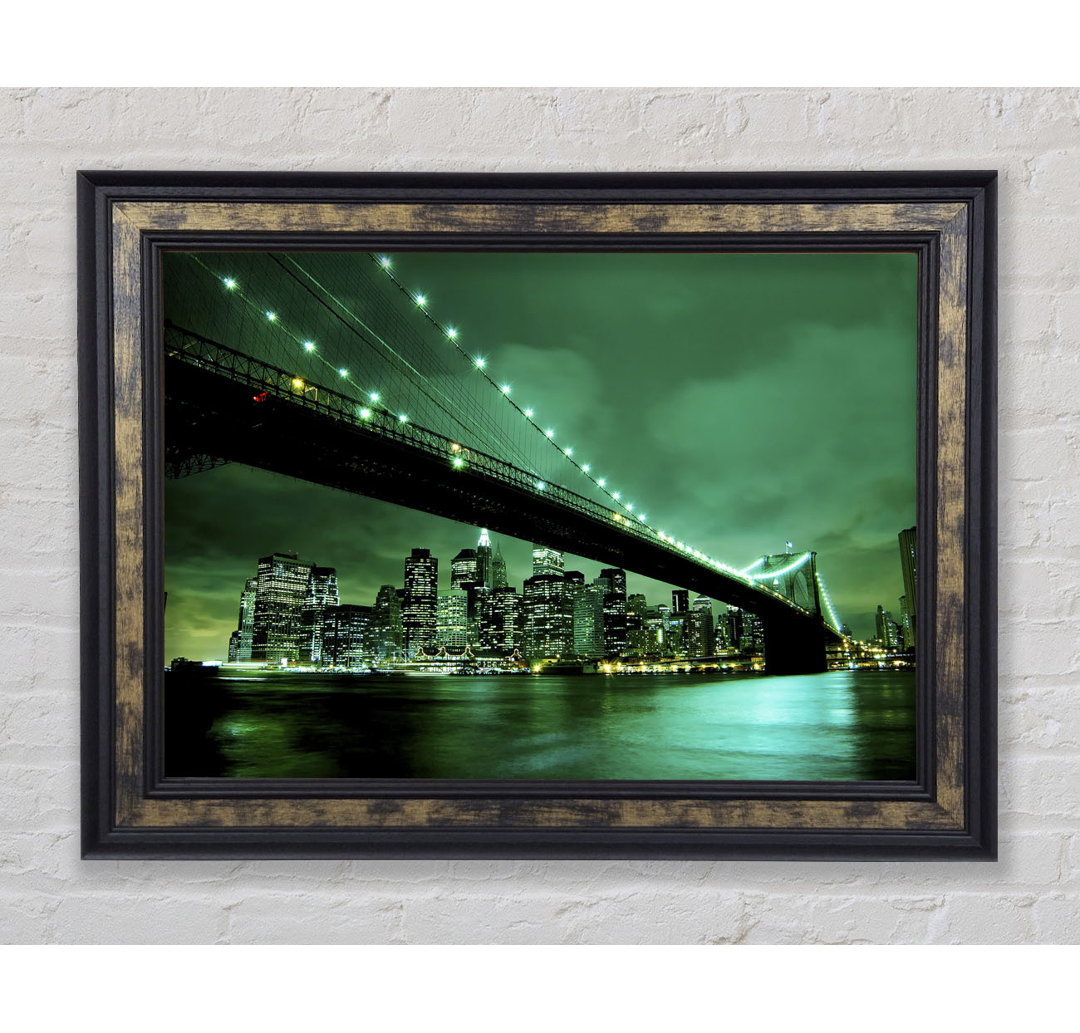 Brooklyn Bridge New York Green Cast - Einzelner Bilderrahmen Kunstdrucke