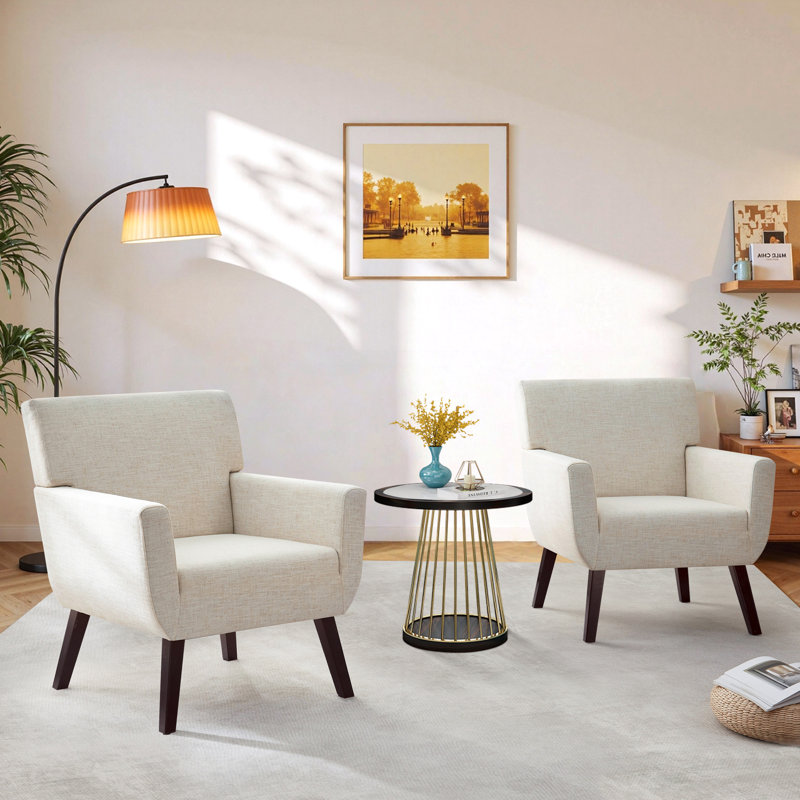 Chaise d'appoint rembourrée 28,7 po de largeur (ensemble de 2), Beige
