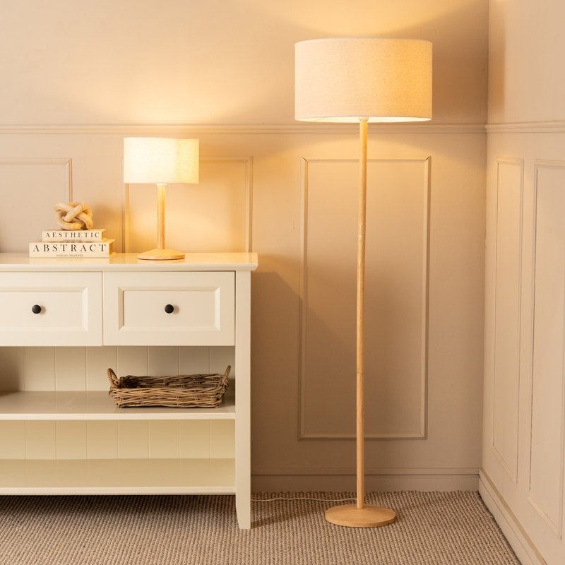 Rouvin Wood Table Lamp, White, No