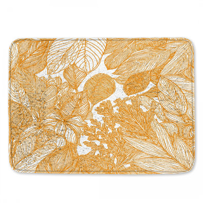 Detailed Leaf Illustration Bath Mat