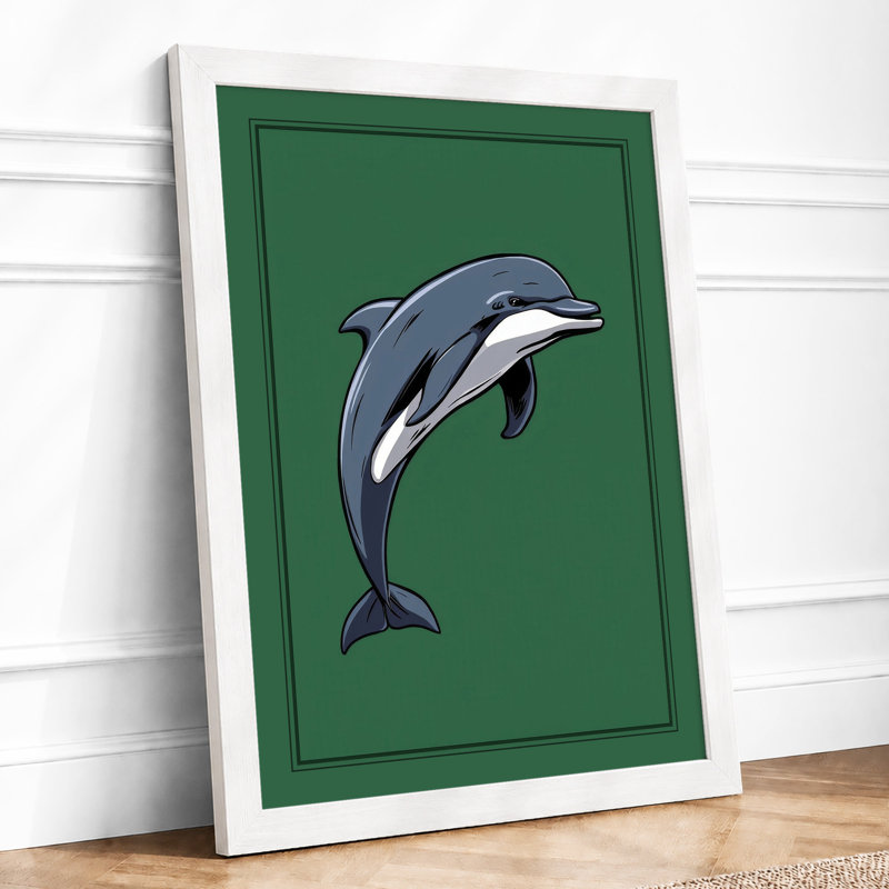Leaping Dolphin Modern - Framed Print, A1 - 84.1 x 59.4 cm, White