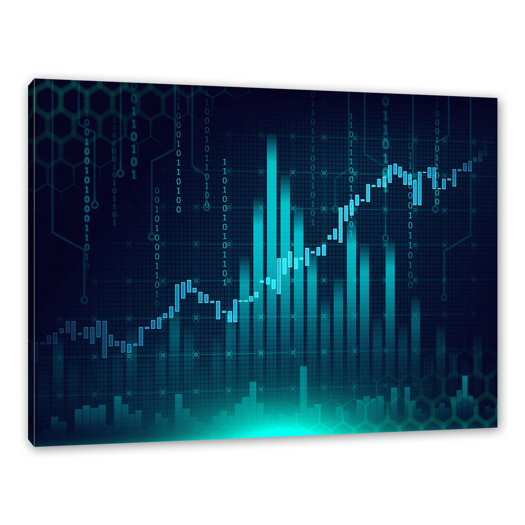 Leinwandbild Aktienmarkt in Türkis