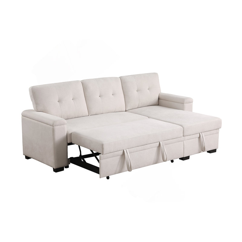 Canapé en tissu beige avec accoudoirs carrés