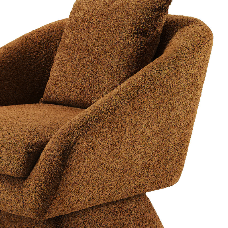 Arafaat 80Cm Wide Swivel Barrel Chair, Rust Boucle