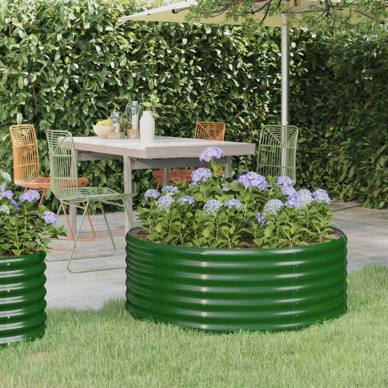 Garden Raised Bed Powder-coated Steel, Green, 14.17" H x 39.37" W x 39.37" D