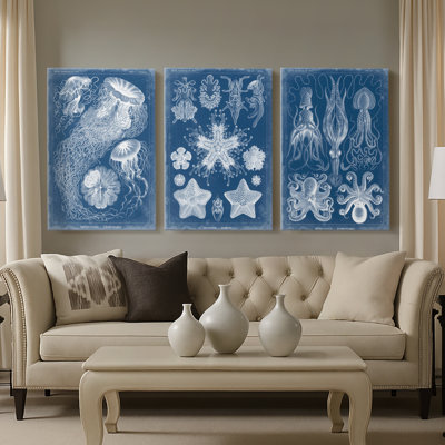 Marine Blueprint II - Toile tendue avec châssis sur mesure - 3 pièces