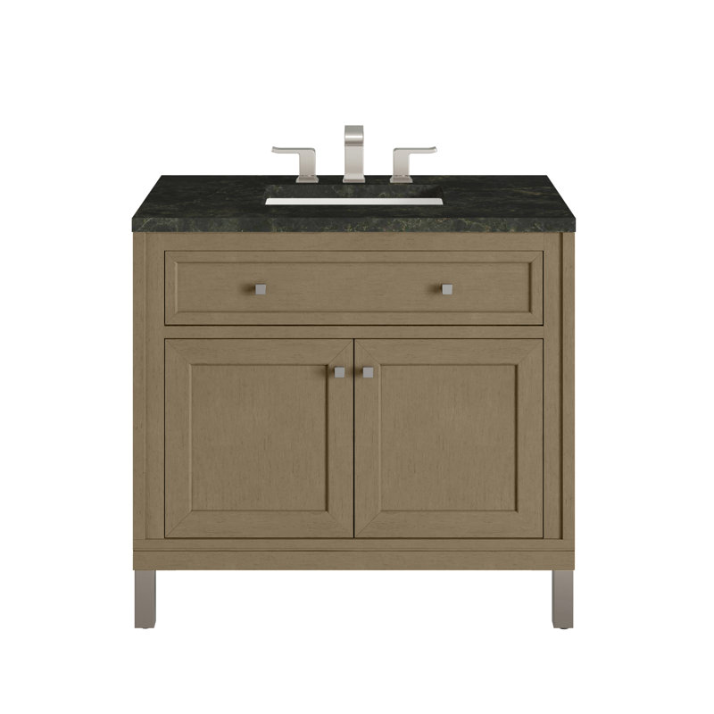 Chicago 36' W Single Vanity, Walnut Whisper, Phantome Eclos, 8" Widespread