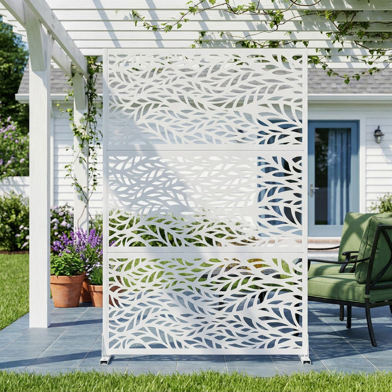 Freestanding Steel Privacy Screen Fence Panels Metal Trellis Outdoor Divider for Patio, Balcony, Backyard, Pool, Indoor Room