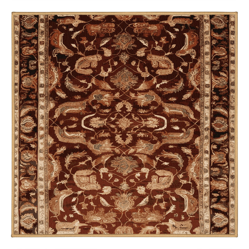 Machine Washable Persian Brown Area Rug, Square 7' x 7'