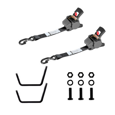 Heavy Duty Wheel Chock Tie-Down Kit with S-Hooks - High Strength Ratchet Straps for Motorcycle, ATV & Trailer Securement