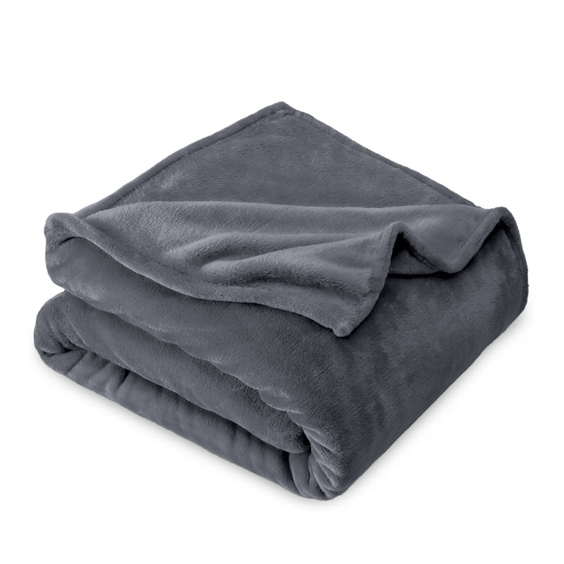 Lacey-Louise 100% Polyester Soft Reversible Mink Faux Plush Fur Fleece Throw/ Blanket, Grey, W200 x L240cm