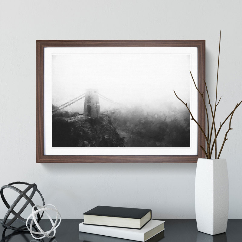 The Clifton Suspension Bridge - Picture Frame Graphic Art, 48cm H x 65cm W x 2cm D, Walnut Framed