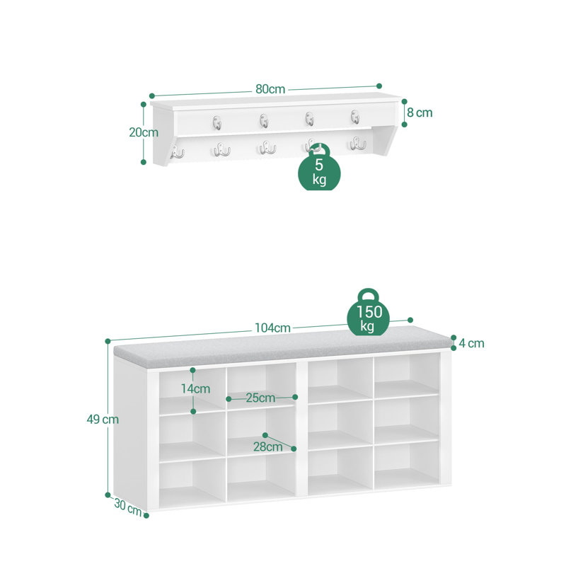 12 Pair Shoe Storage Bench
